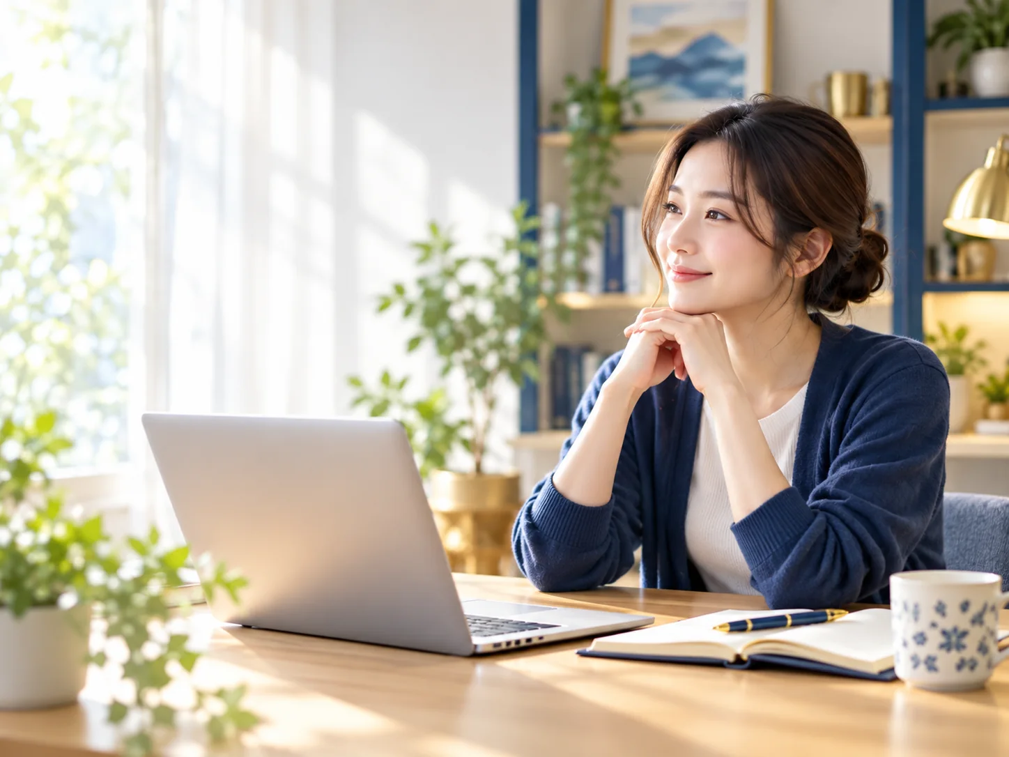 タイピングの練習方法について考える日本人女性
