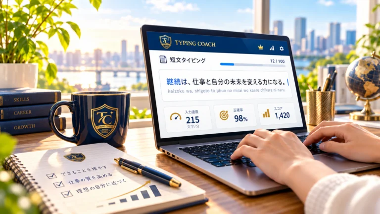 仕事と成長をテーマにしたTyping Coachの短文タイピング練習