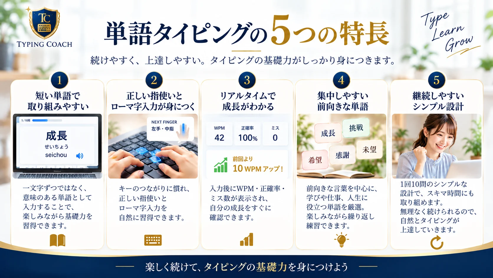 単語タイピングの5つの特長