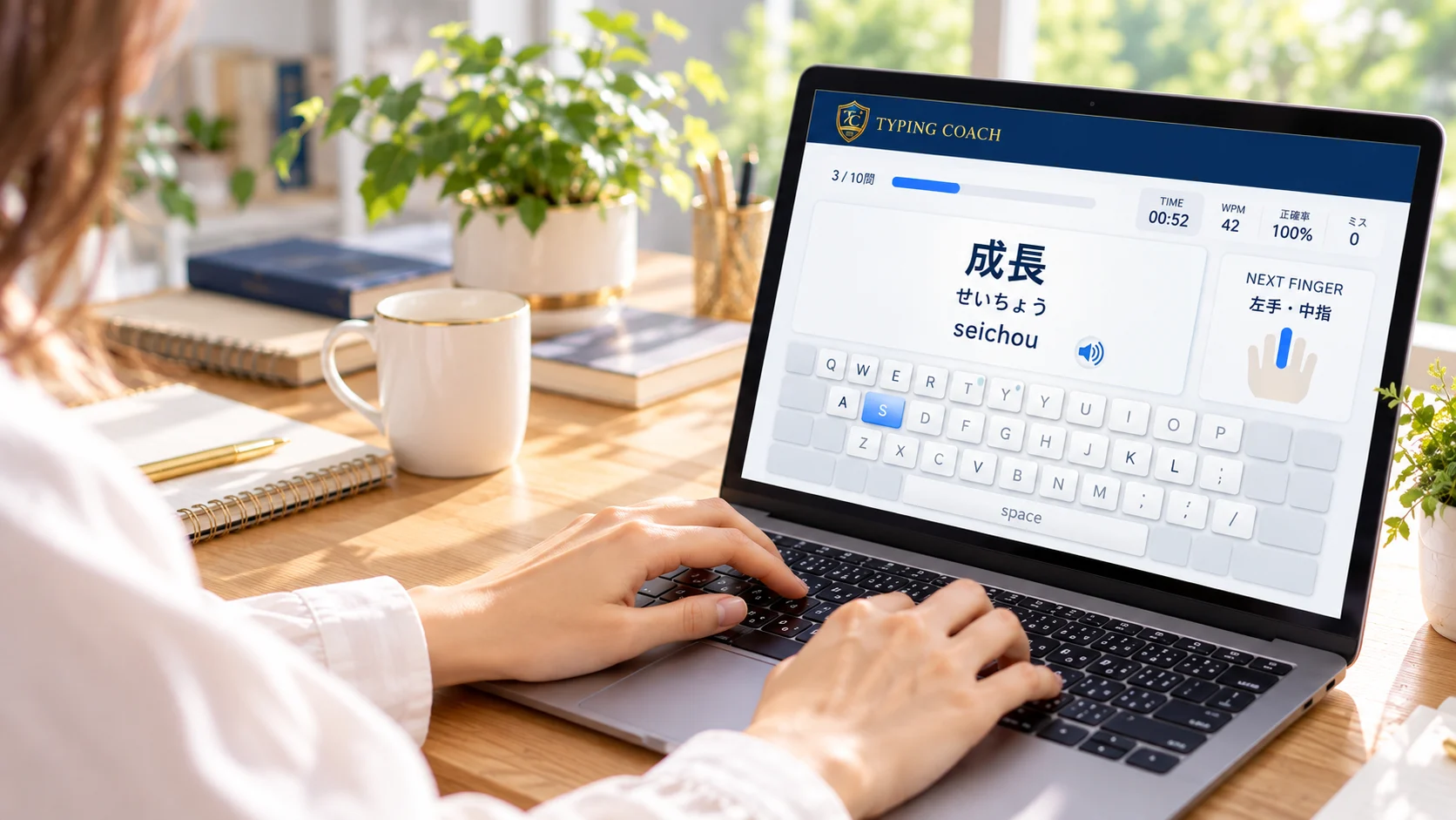 単語タイピングを練習する様子